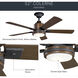 Colerne 52 inch Distressed Black with Auburn Stained Blades Ceiling Fan